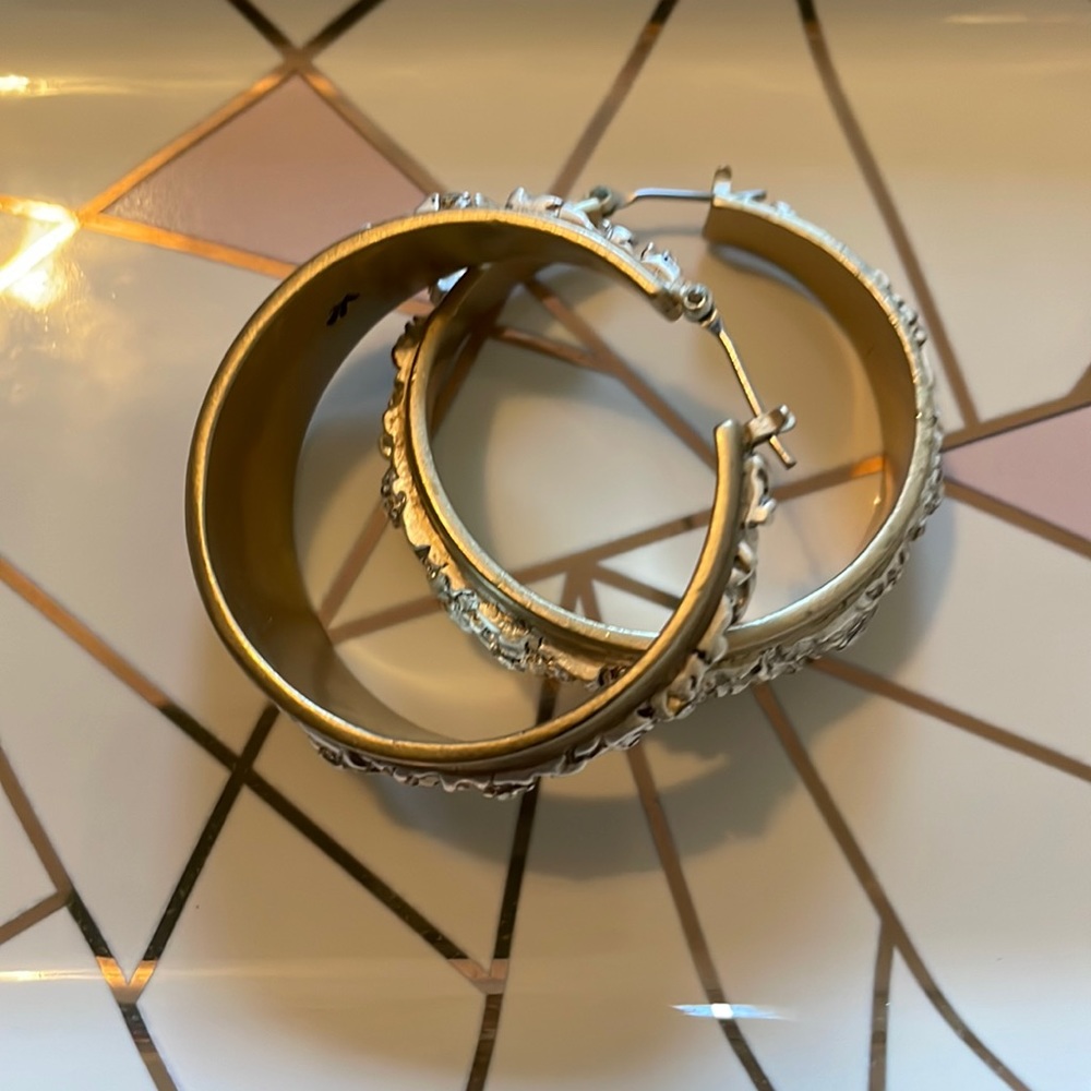 Gold hoops with silver detail